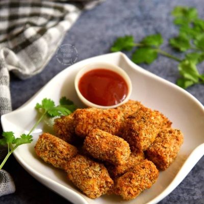 Zero Oil Paneer Popcorn _ Paneer Popcorn in Air Fryer - Cooking From Heart